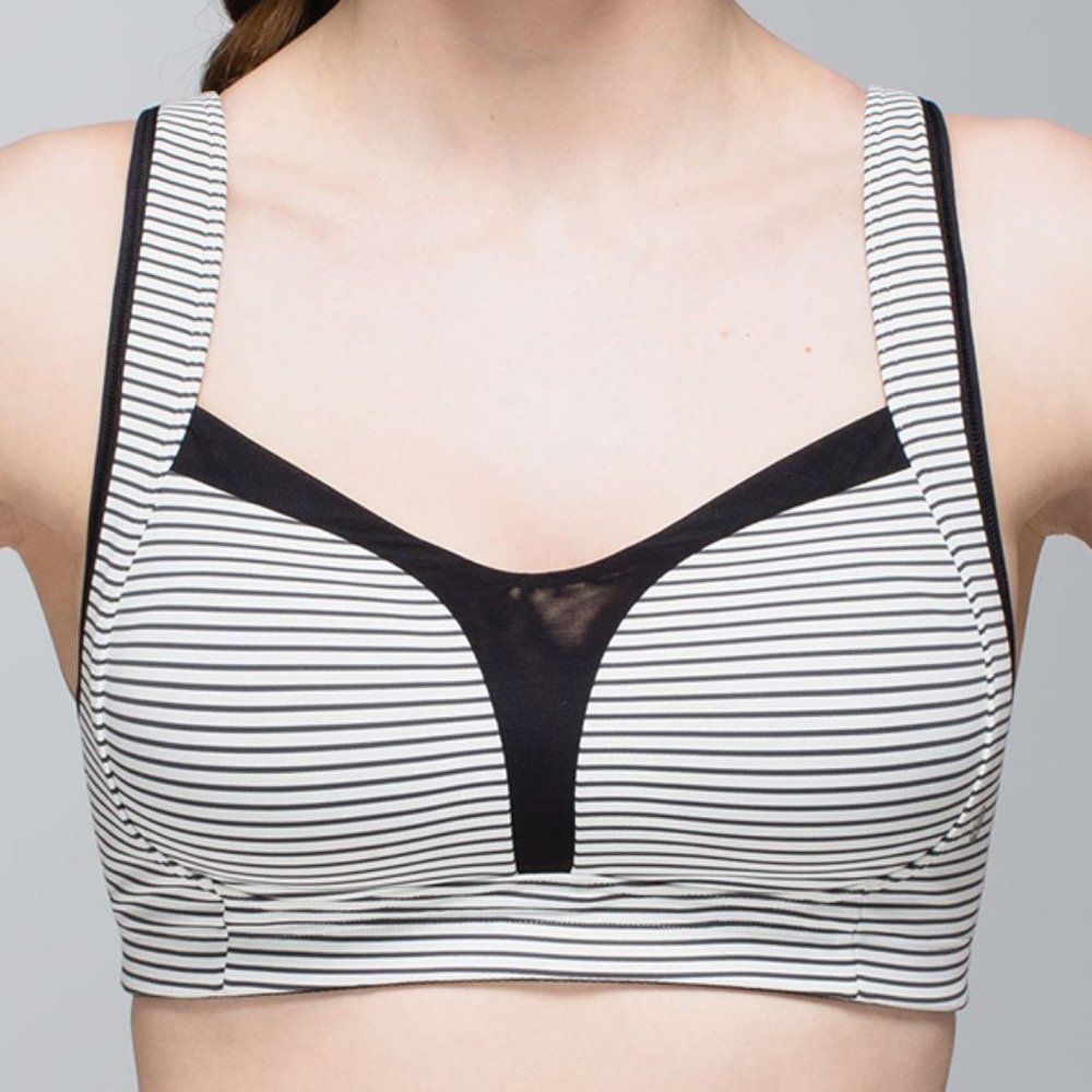 LULULEMON Ta Ta Tamer II Hyper Stripe Angel Wing Black 34D A22